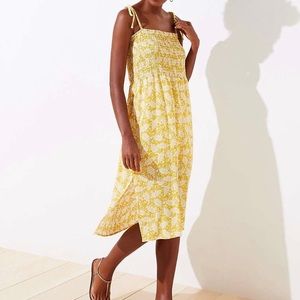 Loft Beach Branch Smocked Midi Dress